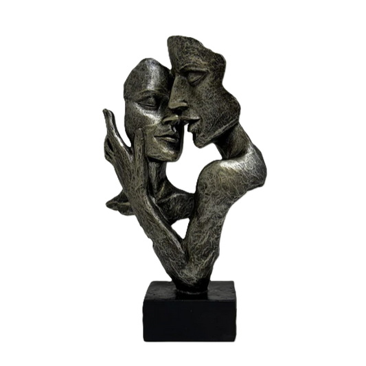Deko Skulptur Büste Pärchen 32cm grau auf Sockel