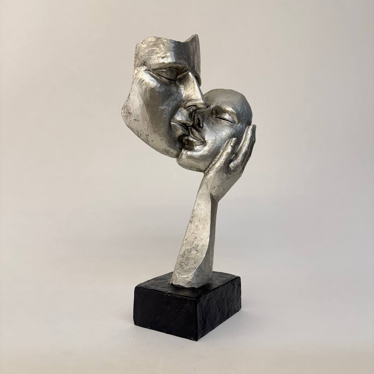 Deko Büste Paar silber auf schwarzem Sockel 29cm