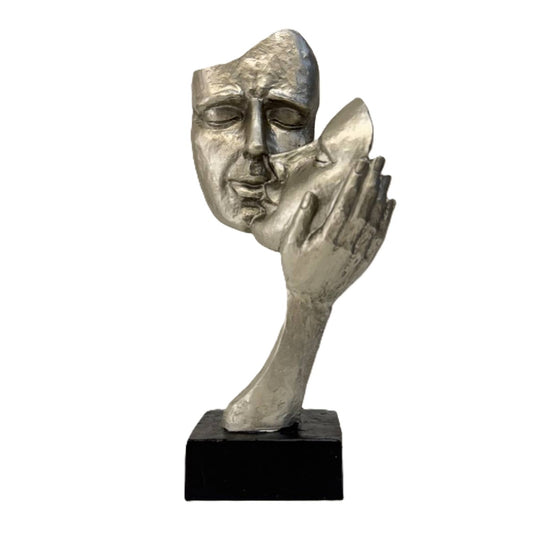 Deko Büste Paar silber auf schwarzem Sockel 29cm