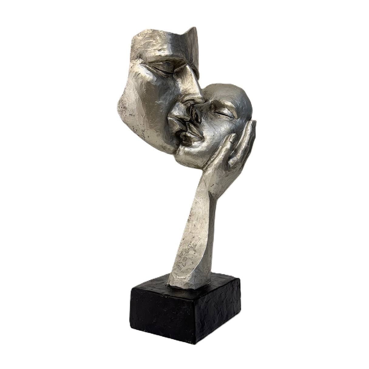 Deko Büste Paar silber auf schwarzem Sockel 29cm