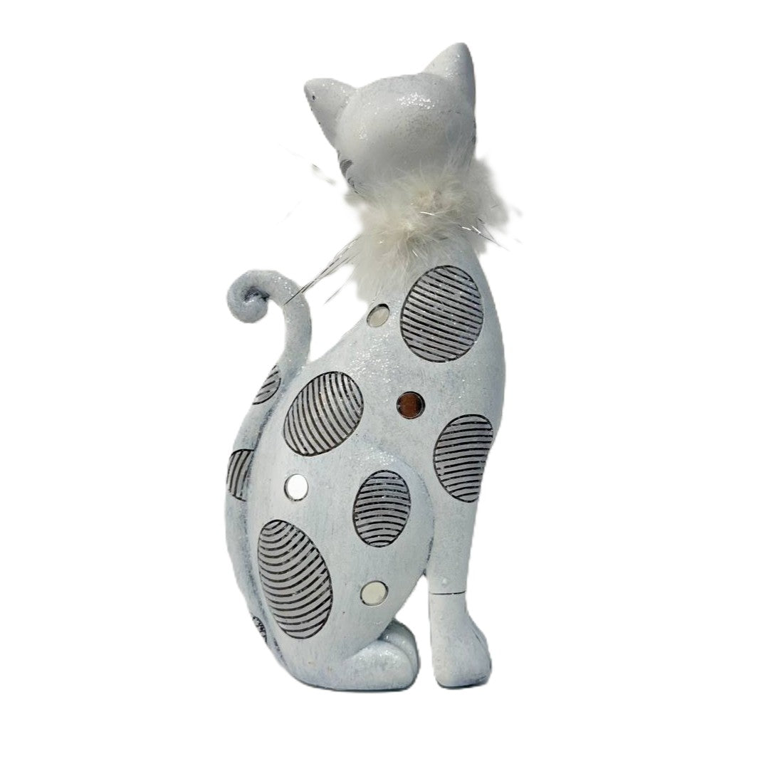 Dekofigur Katze weiß mit Pünktchen 26cm