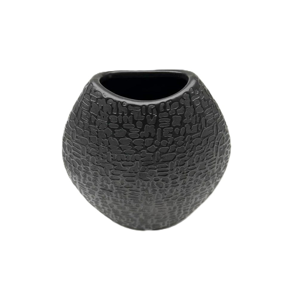 Vase 16cm schwarz-matt bauchig Dekovase Blumenvase