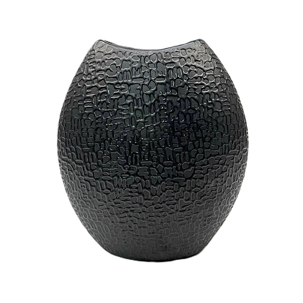Vase 20cm schwarz-matt bauchig Dekovase Blumenvase