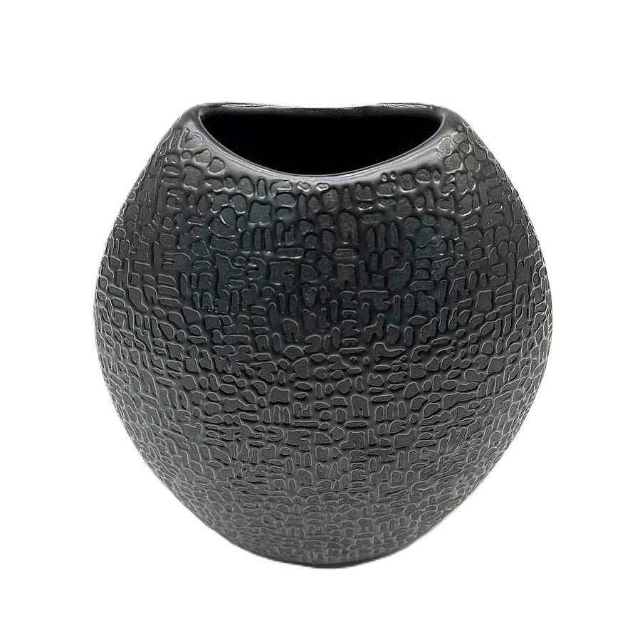 Vase 20cm schwarz-matt bauchig Dekovase Blumenvase