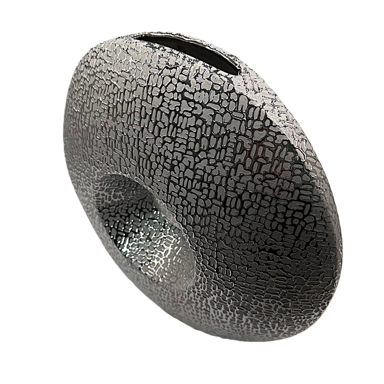 Vase Helsinki 34cm Silber-Matt mit Loch Dekovase