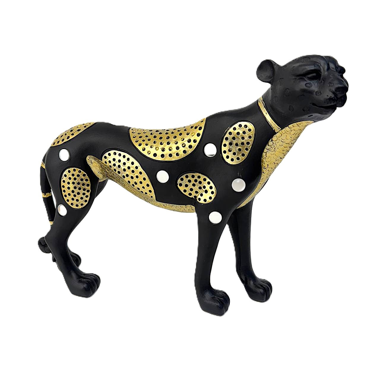 Dekofigur Panther in Schwarz-Gold 34cm