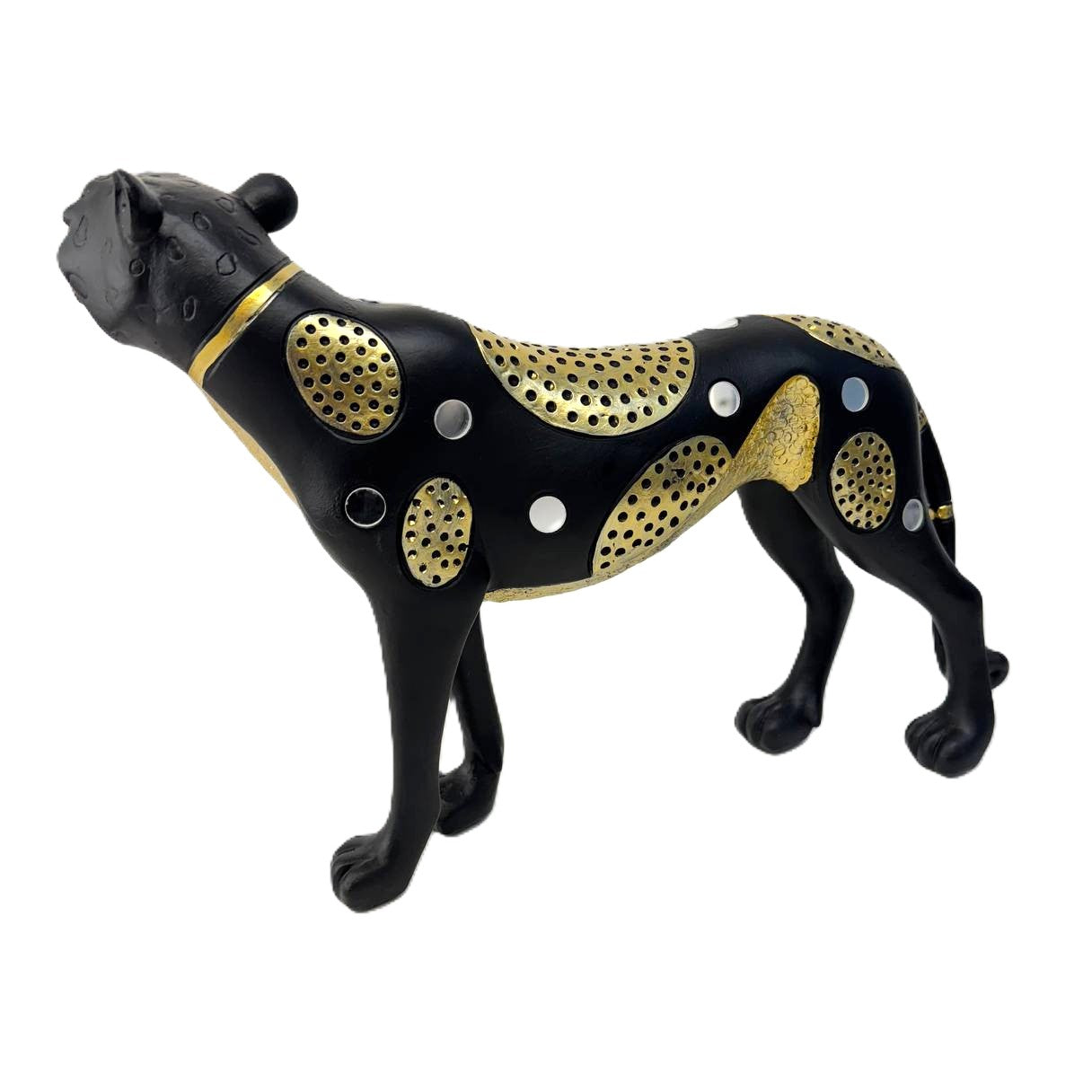 Dekofigur Panther in Schwarz-Gold 34cm