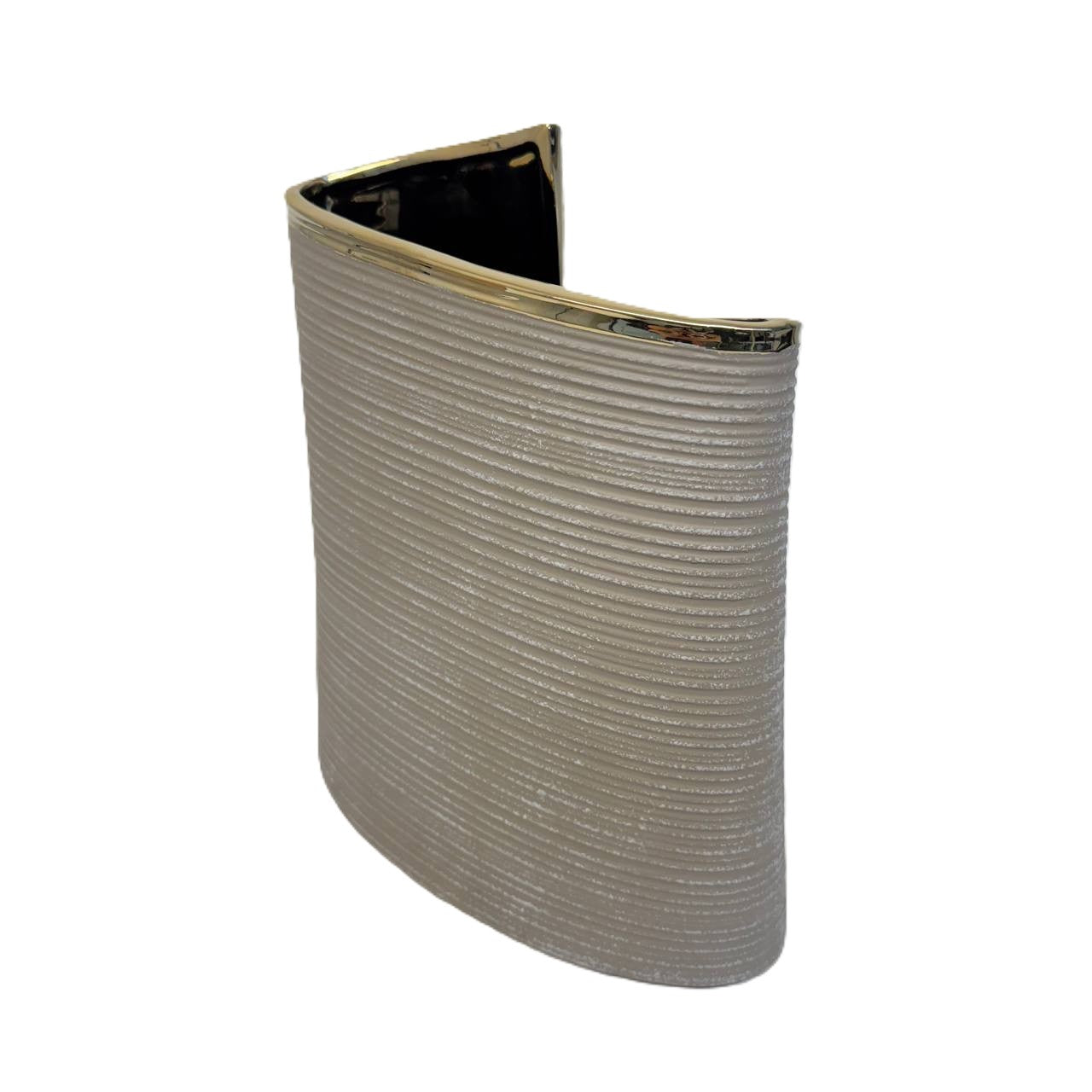Design-Vase Elegance Grau mit Goldkante, strukturiert, modern 20cm