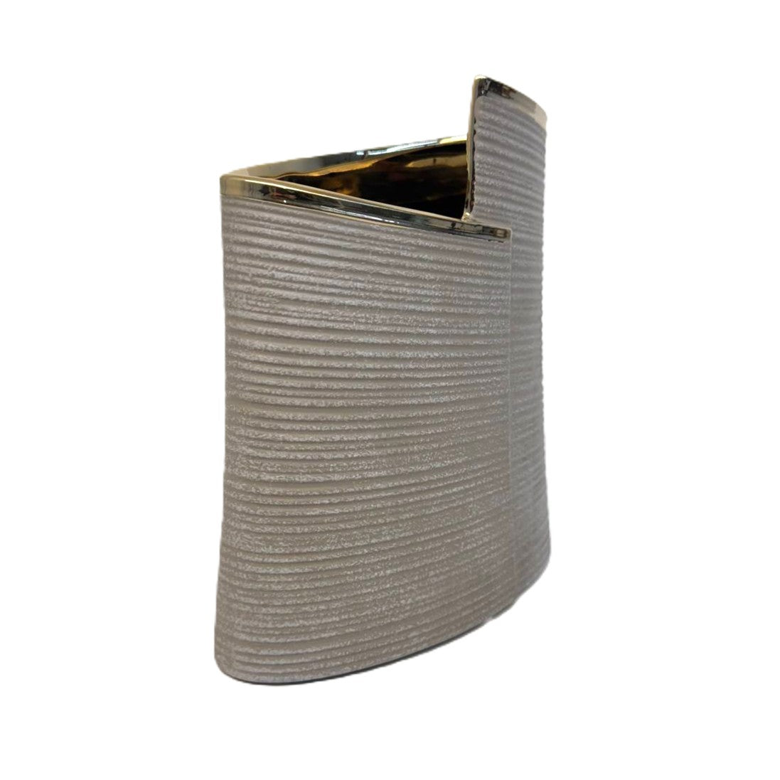 Design-Vase Elegance Grau mit Goldkante, strukturiert, modern 25cm