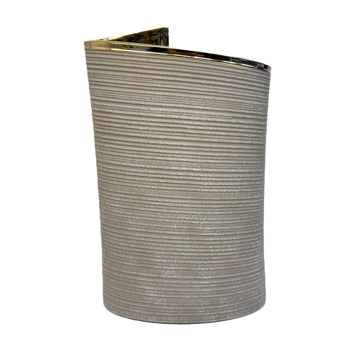 Design-Vase Elegance Grau mit Goldkante, strukturiert, modern 29cm
