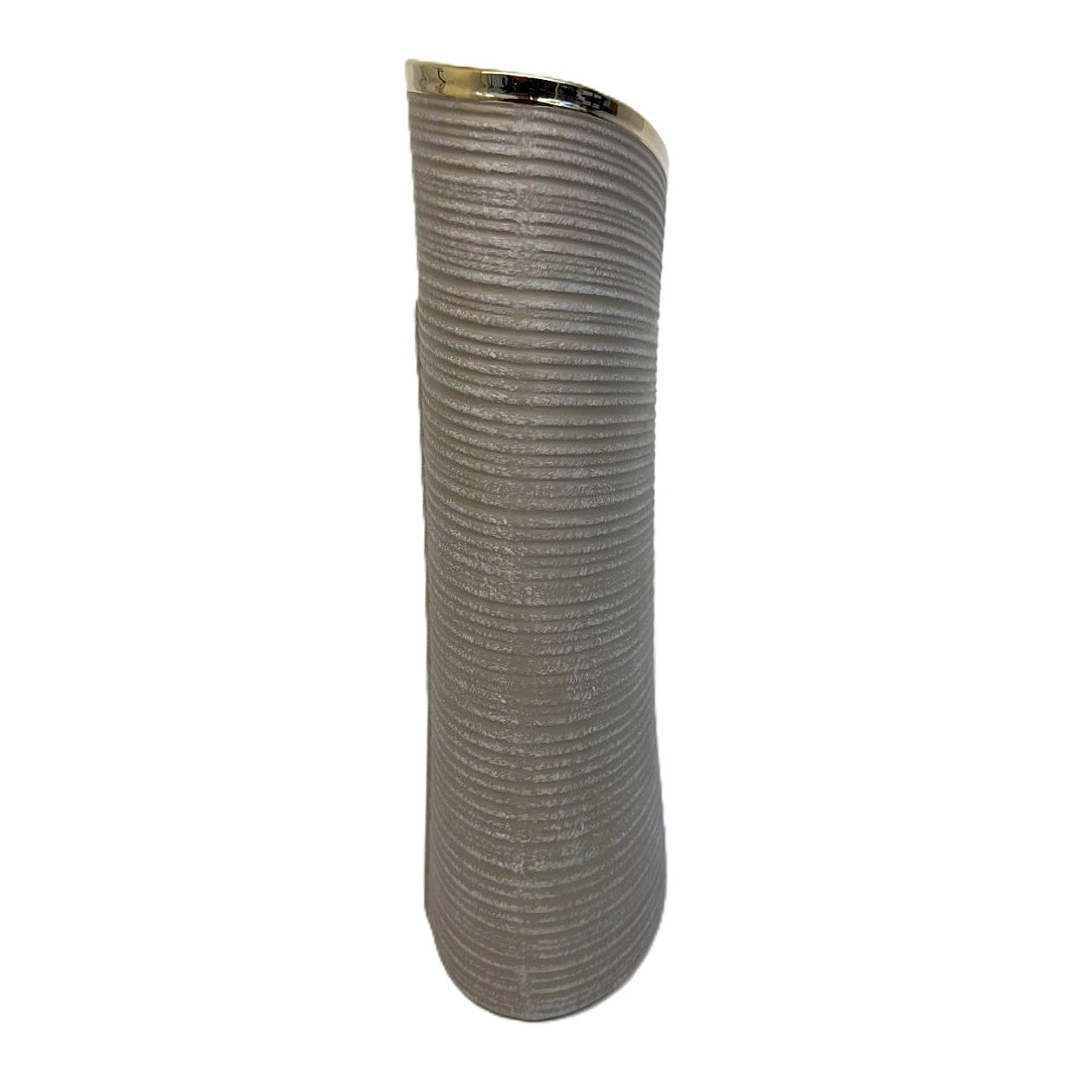 Design-Vase Elegance Grau mit Goldkante, strukturiert, modern 29cm