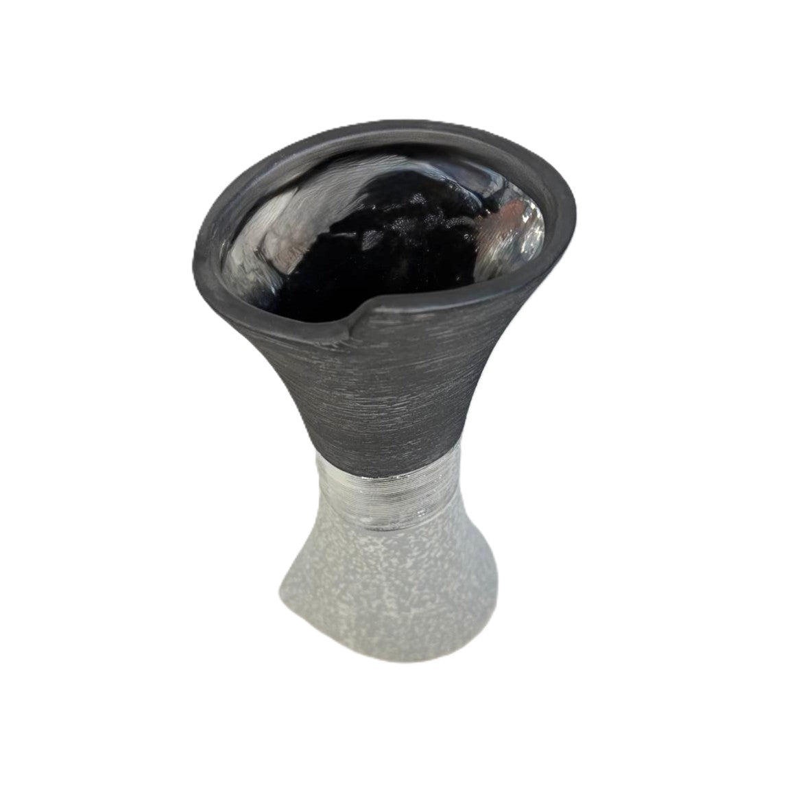 Design Vase „Luxor Silber“ 30 cm, modern & strukturiert Dekovase