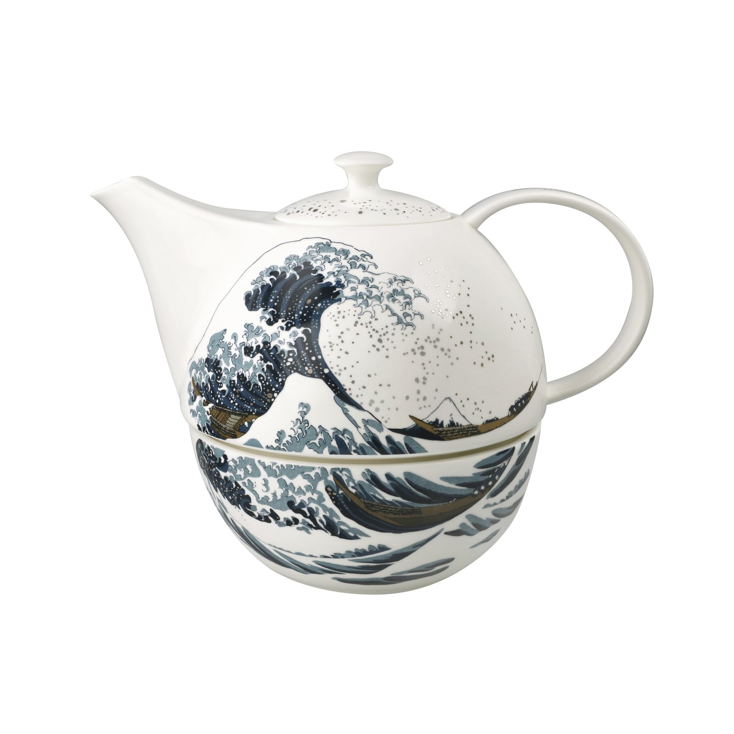 Goebel Teekanne mit Stövchen "Die große Welle" von Katsushika Hokusai