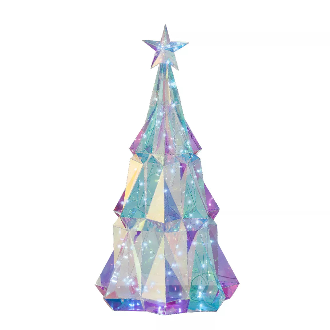 Beleuchteter LED Weihnachtsbaum 65cm irisierend bunt
