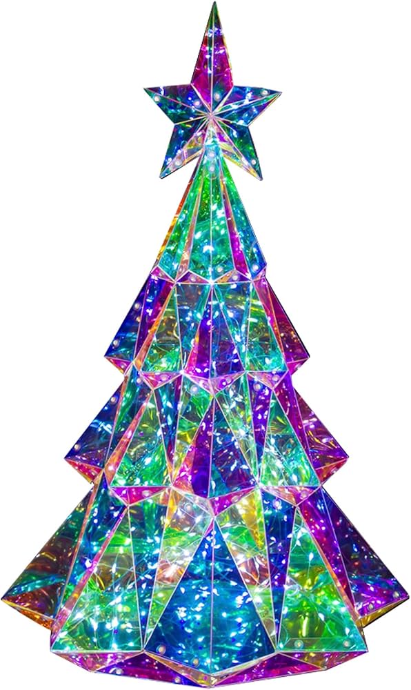 Beleuchteter LED Weihnachtsbaum 65cm irisierend bunt