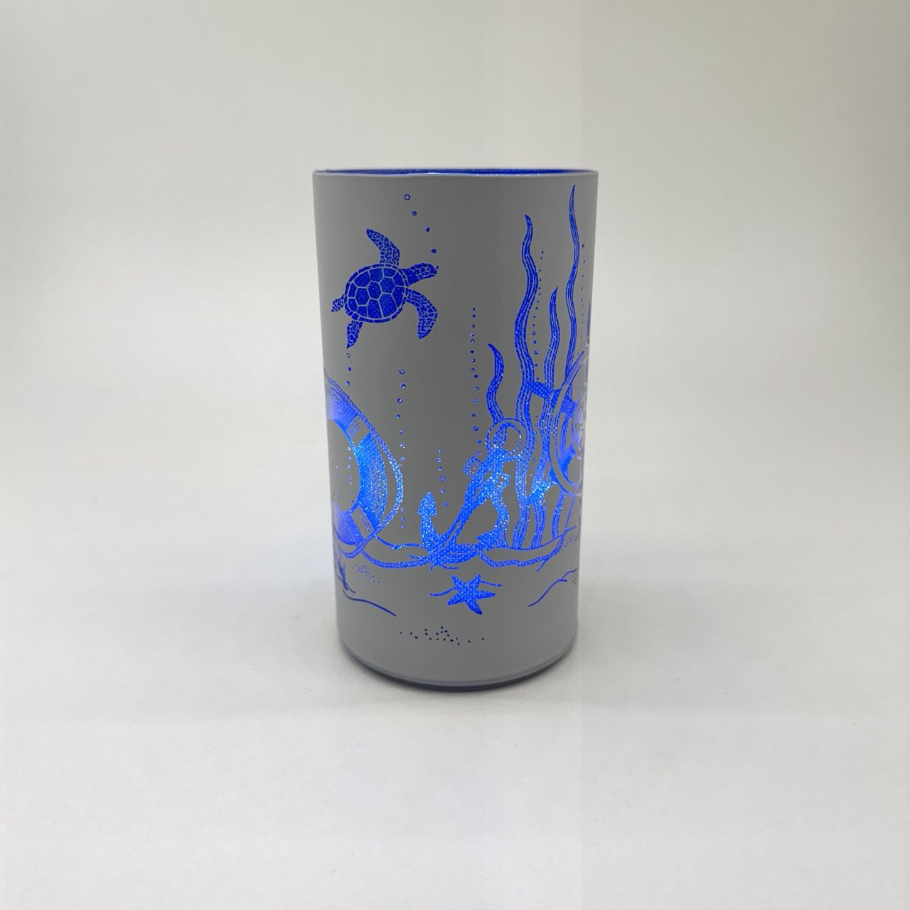LED Tischlampe Dekolicht "Schildkröte im Ozean" weiß/blau
