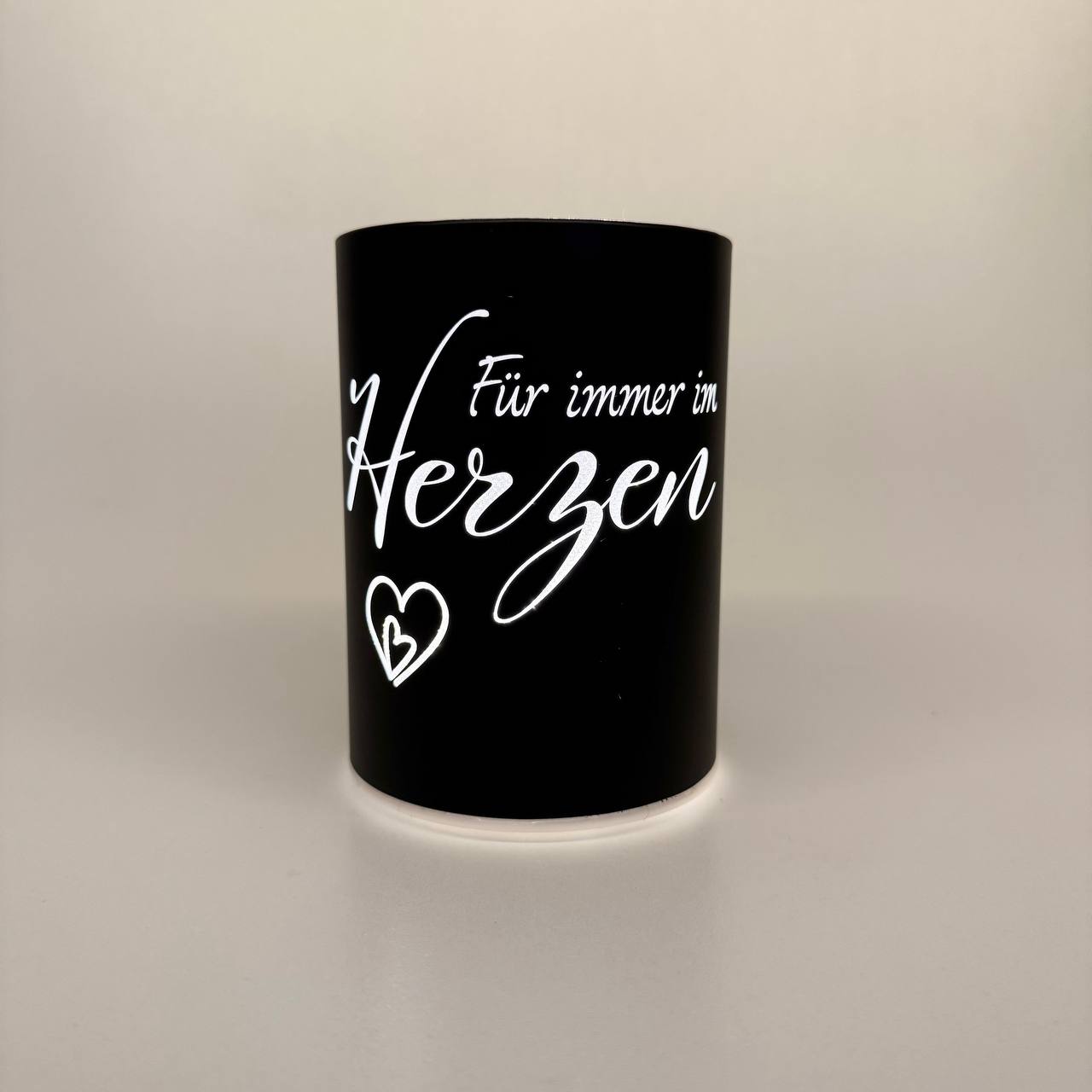"Für immer im Herzen" schwarz 12cm x D 9cm
