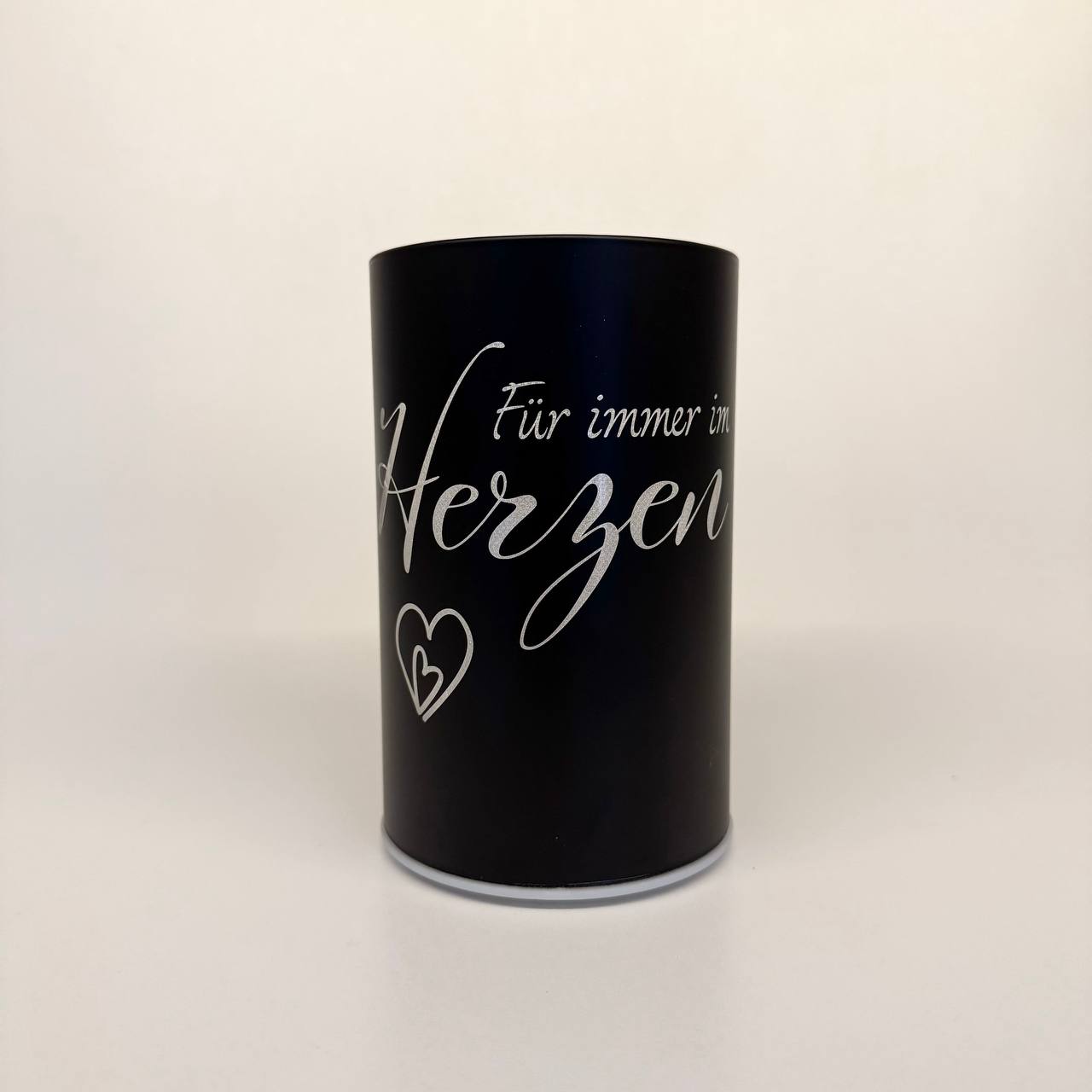"Für immer im Herzen" schwarz 14cm x D 9cm