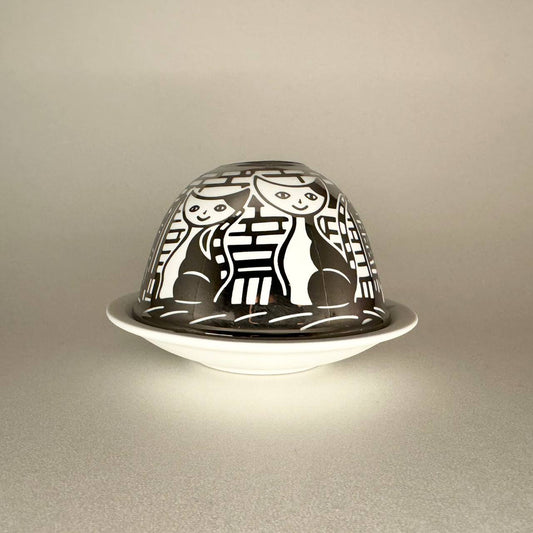 Teelichthalter Teelicht "Klimt Katzen" Silber