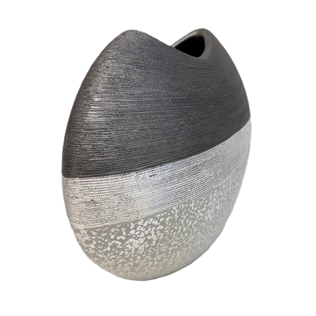 Design Vase "Luxor Silber" bauchig flach Dekovase (20 x 26cm)