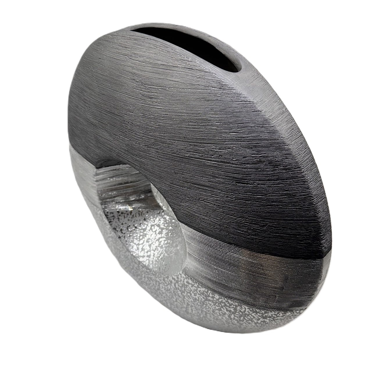 Design Vase "Luxor Silber" rund mit Loch 32cm