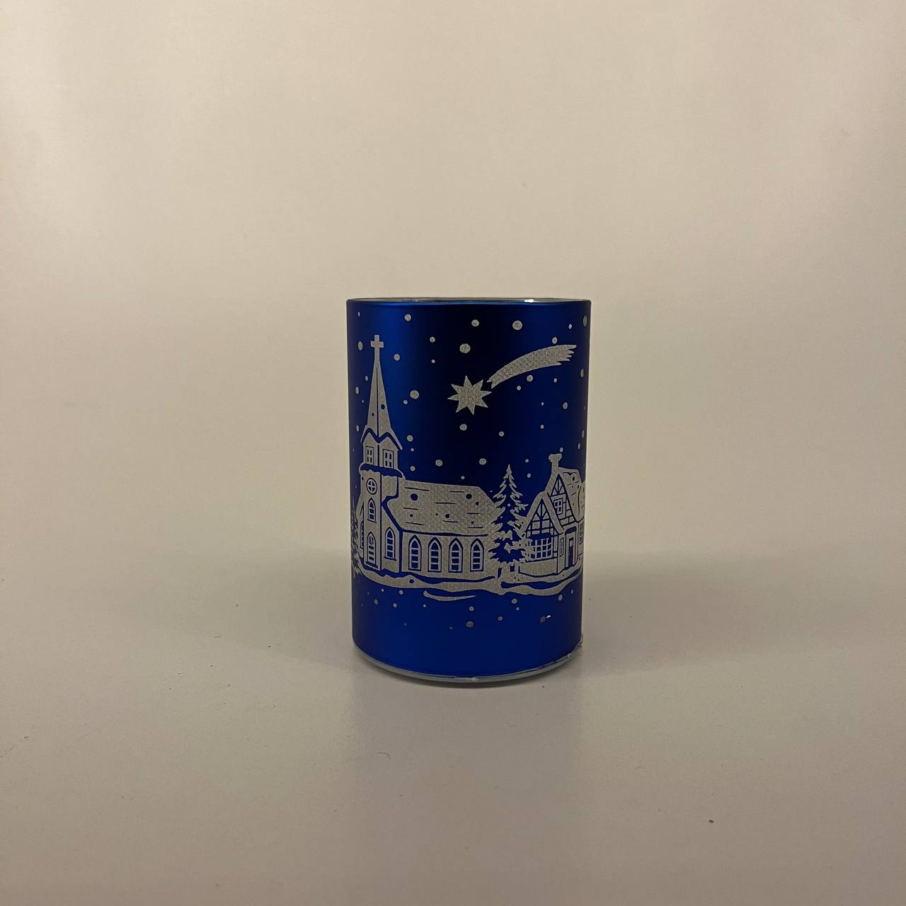 LED Tischlampe "Winterdorf" blau - 10cm x D 7cm