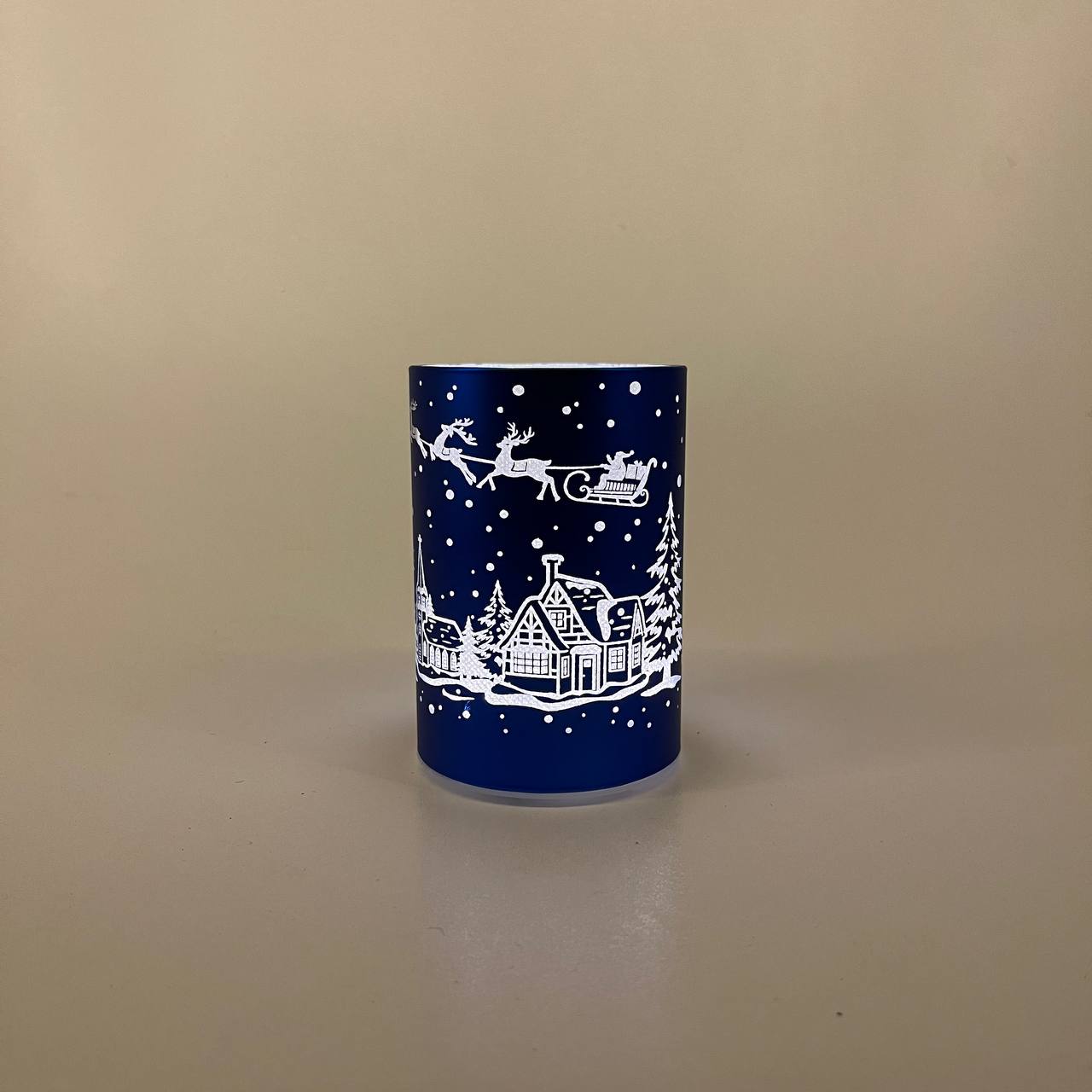 LED Tischlampe "Winterdorf" blau - 10cm x D 7cm