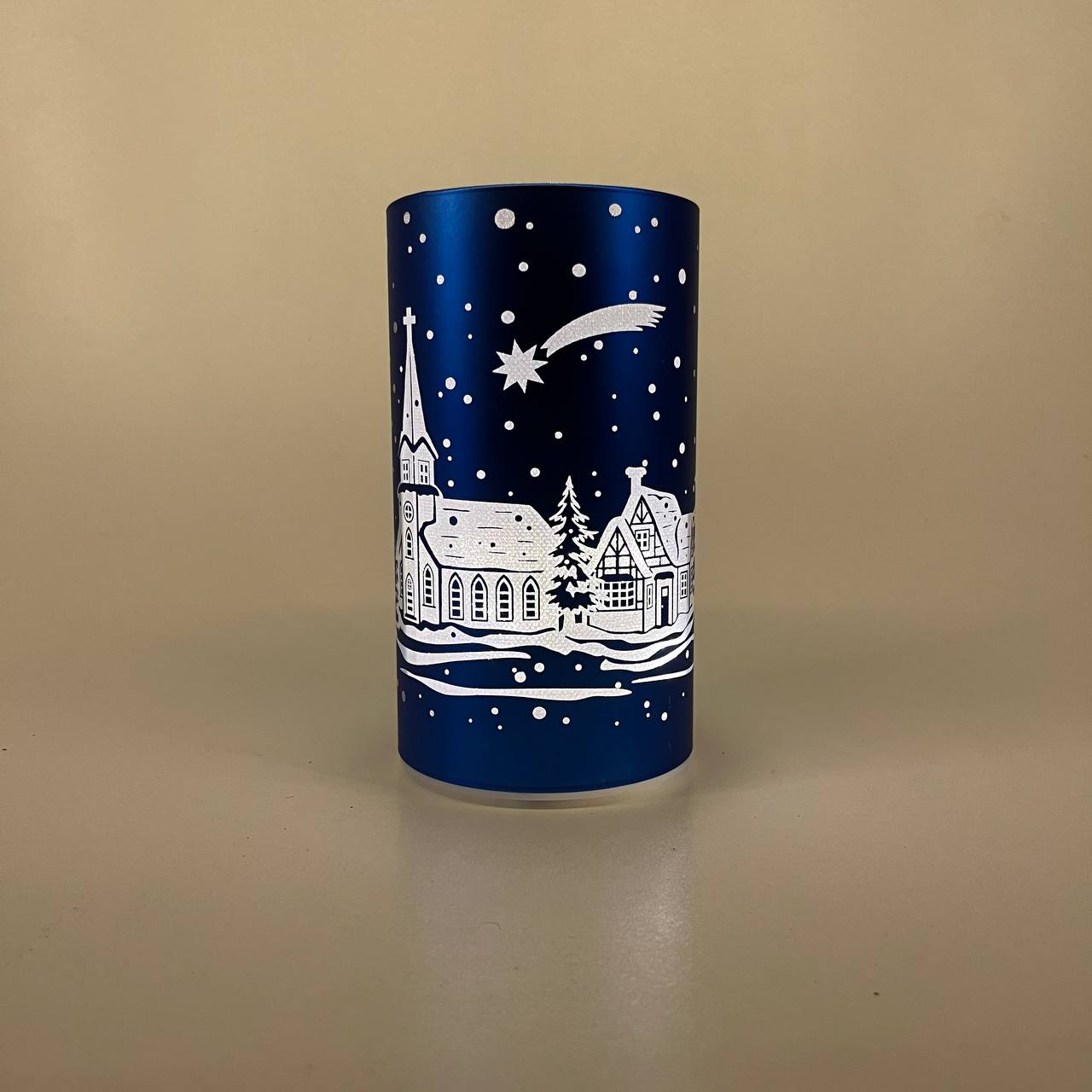 LED Tischlampe "Winterdorf" blau - 15cm x D 8,5cm