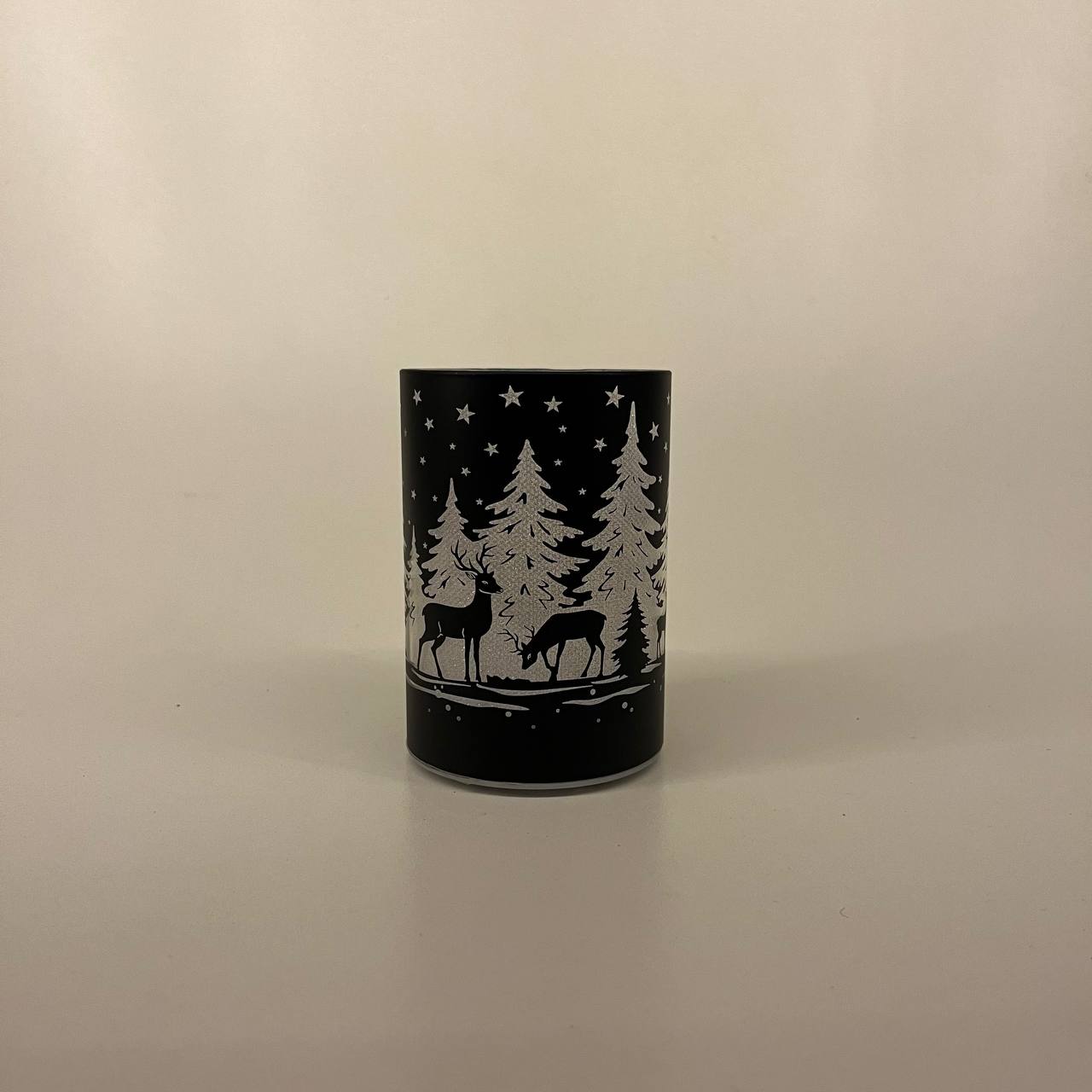 LED Tischlampe "Rehe im Wald" schwarz - Set