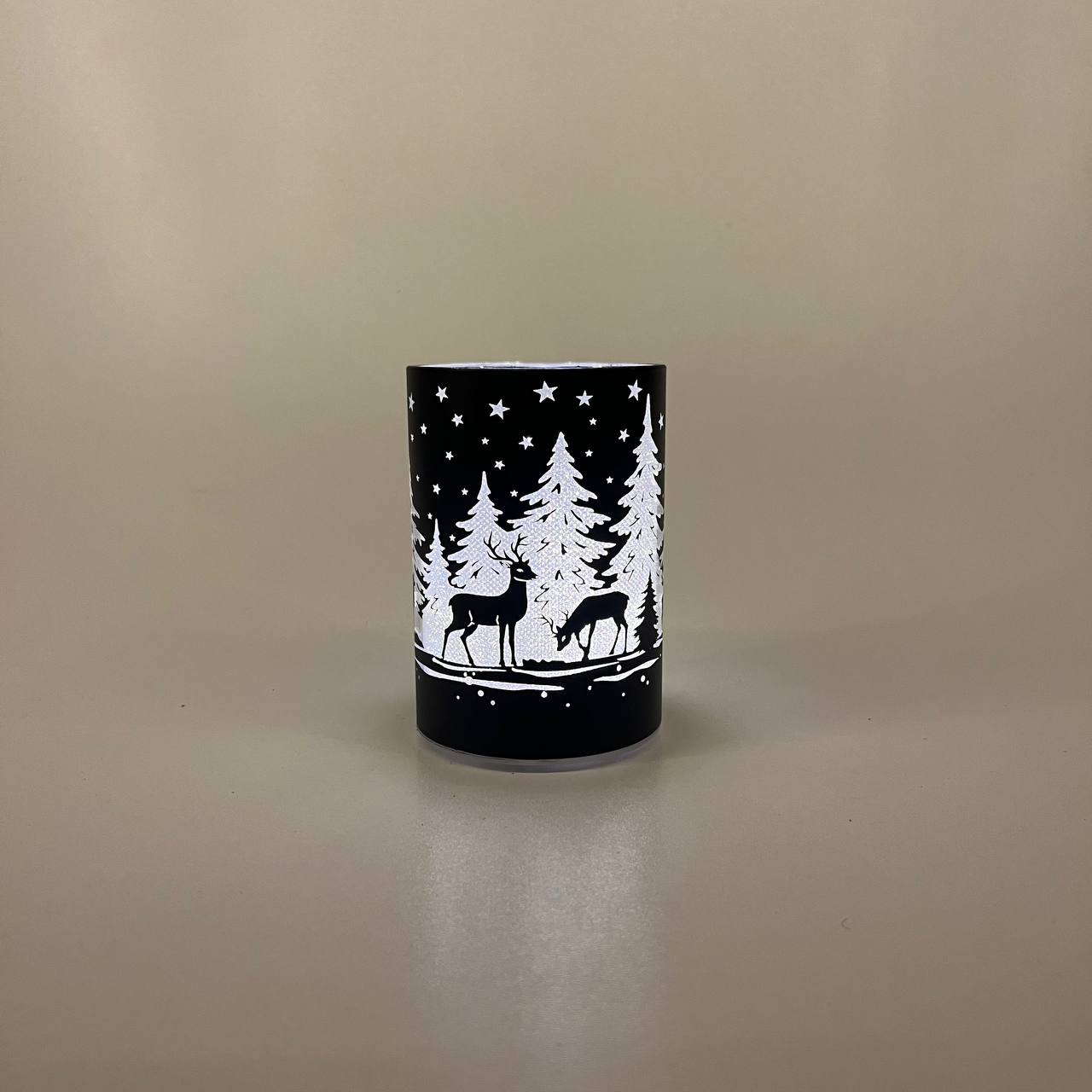 LED Tischlampe "Rehe im Wald" schwarz - Set