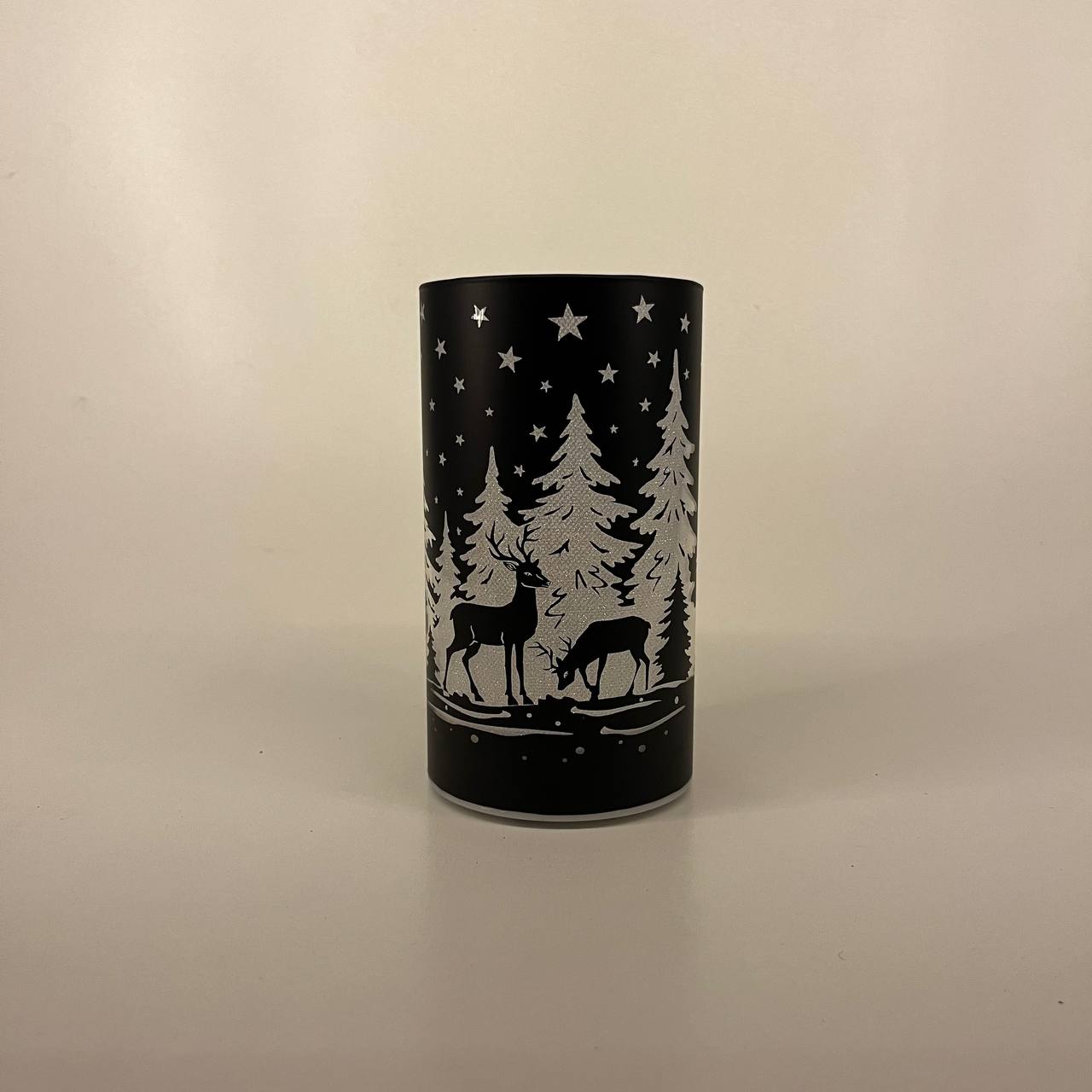 LED Tischlampe "Rehe im Wald" schwarz - Set