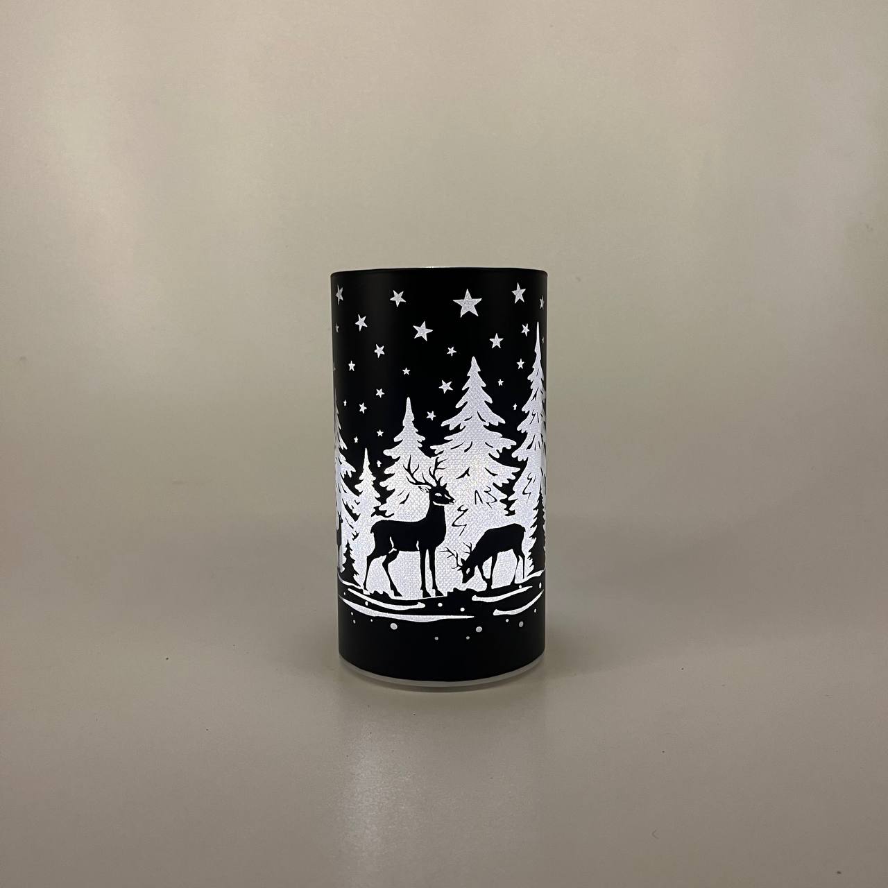 LED Tischlampe "Rehe im Wald" schwarz - 15cm x D 8,5cm