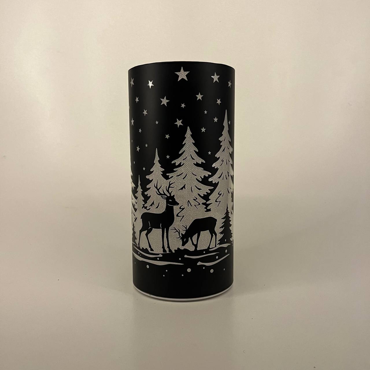 LED Tischlampe "Rehe im Wald" schwarz - Set
