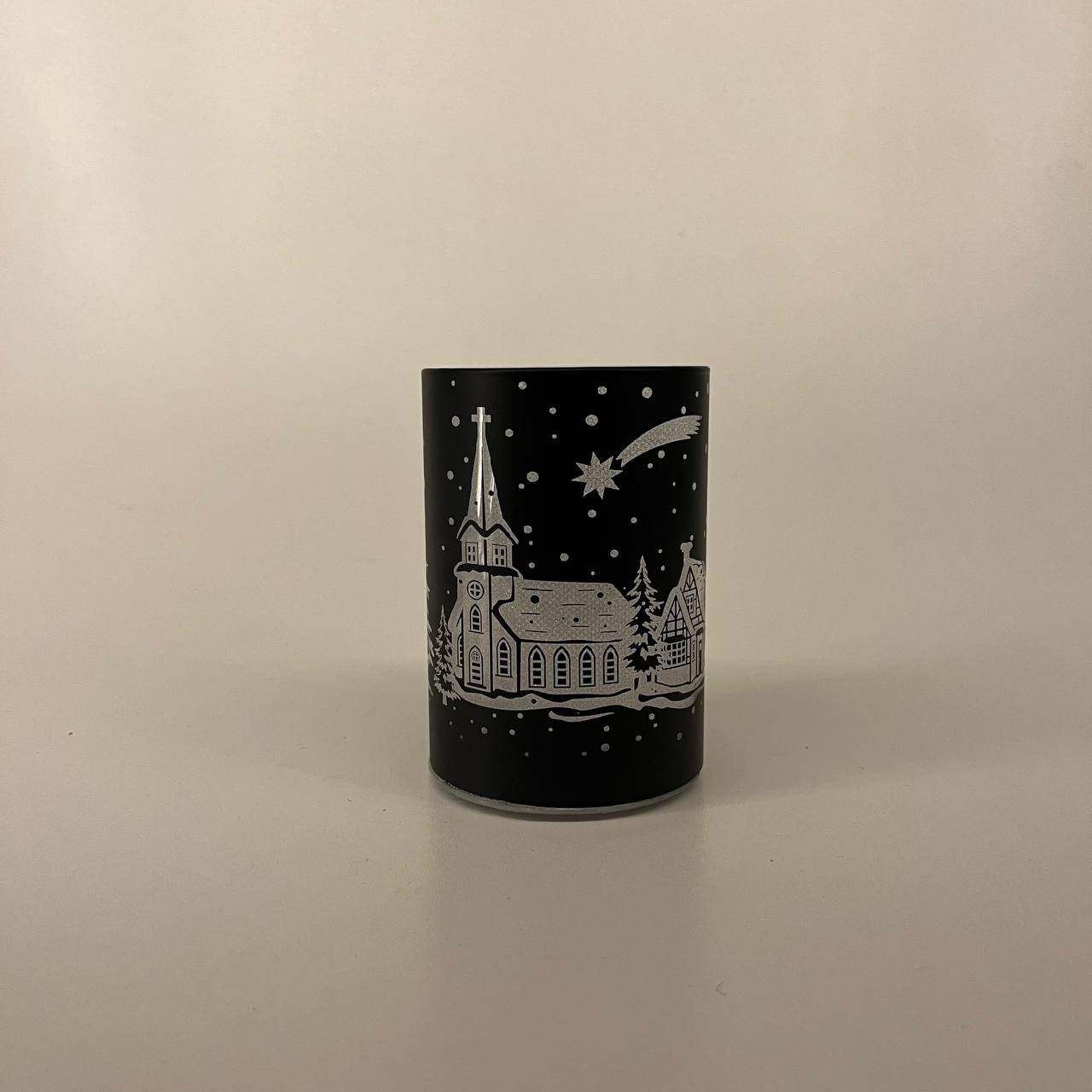 LED Tischlampe "Winterdorf" schwarz - 10cm x D 7cm