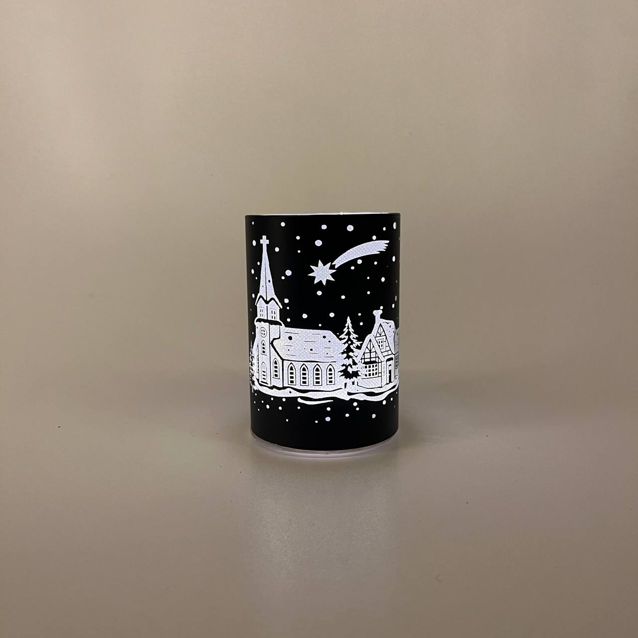 LED Tischlampe "Winterdorf" schwarz - 10cm x D 7cm