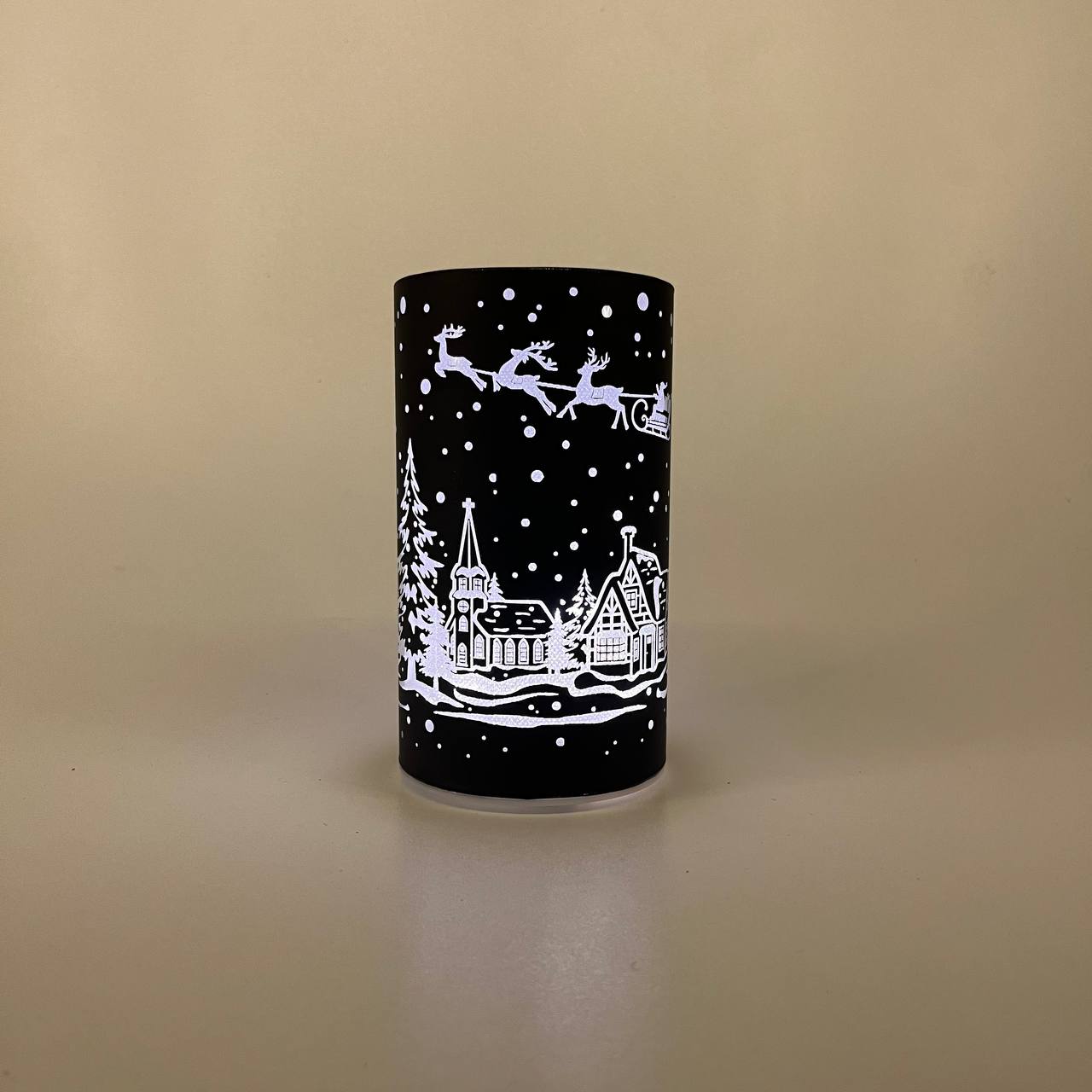 LED Tischlampe "Winterdorf" schwarz - Set