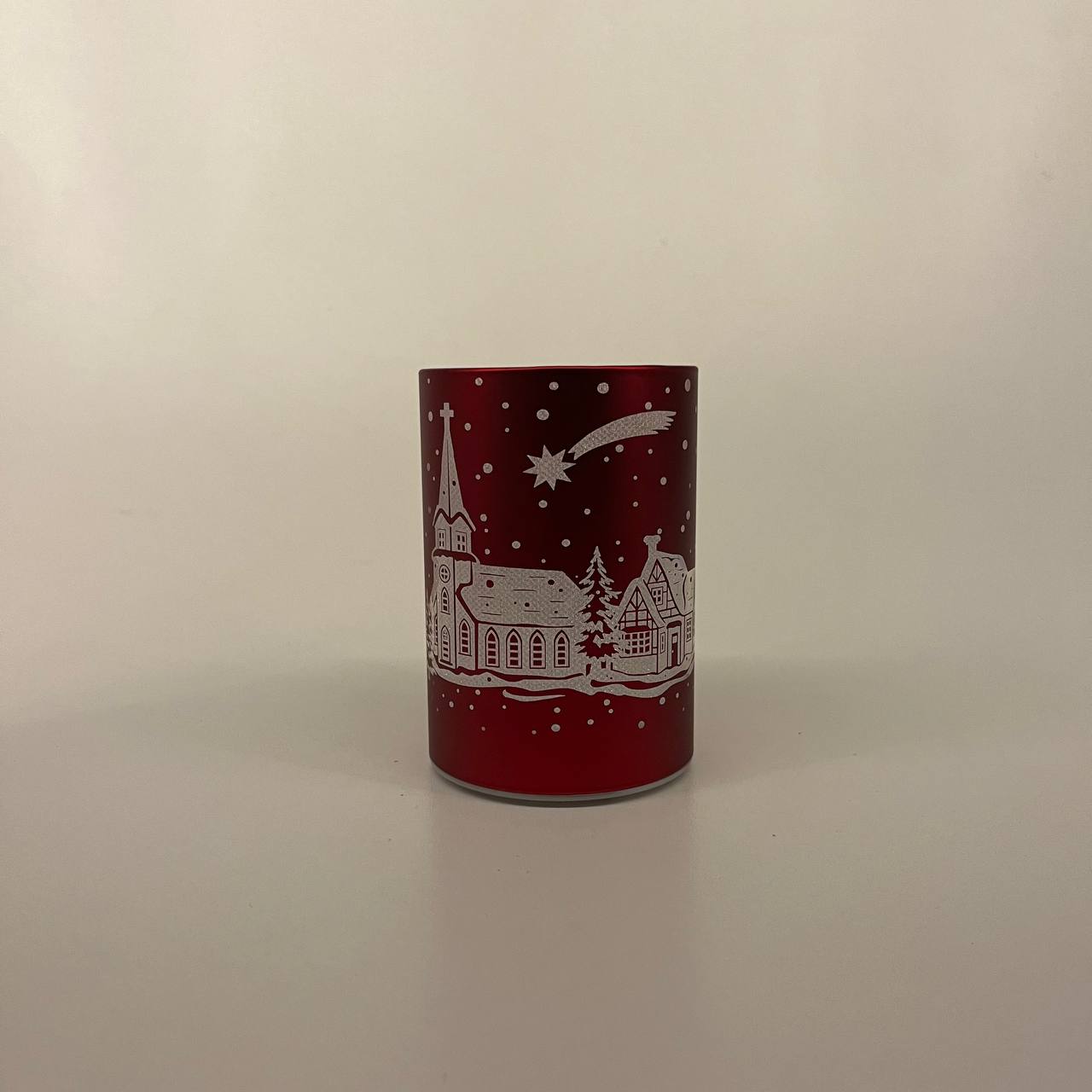 LED Tischlampe "Winterdorf" rot - 10cm x D 7cm