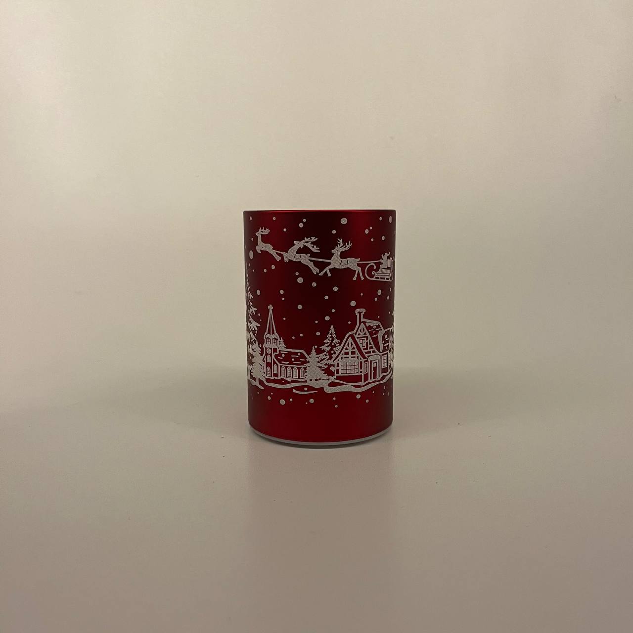 LED Tischlampe "Winterdorf" rot - 10cm x D 7cm