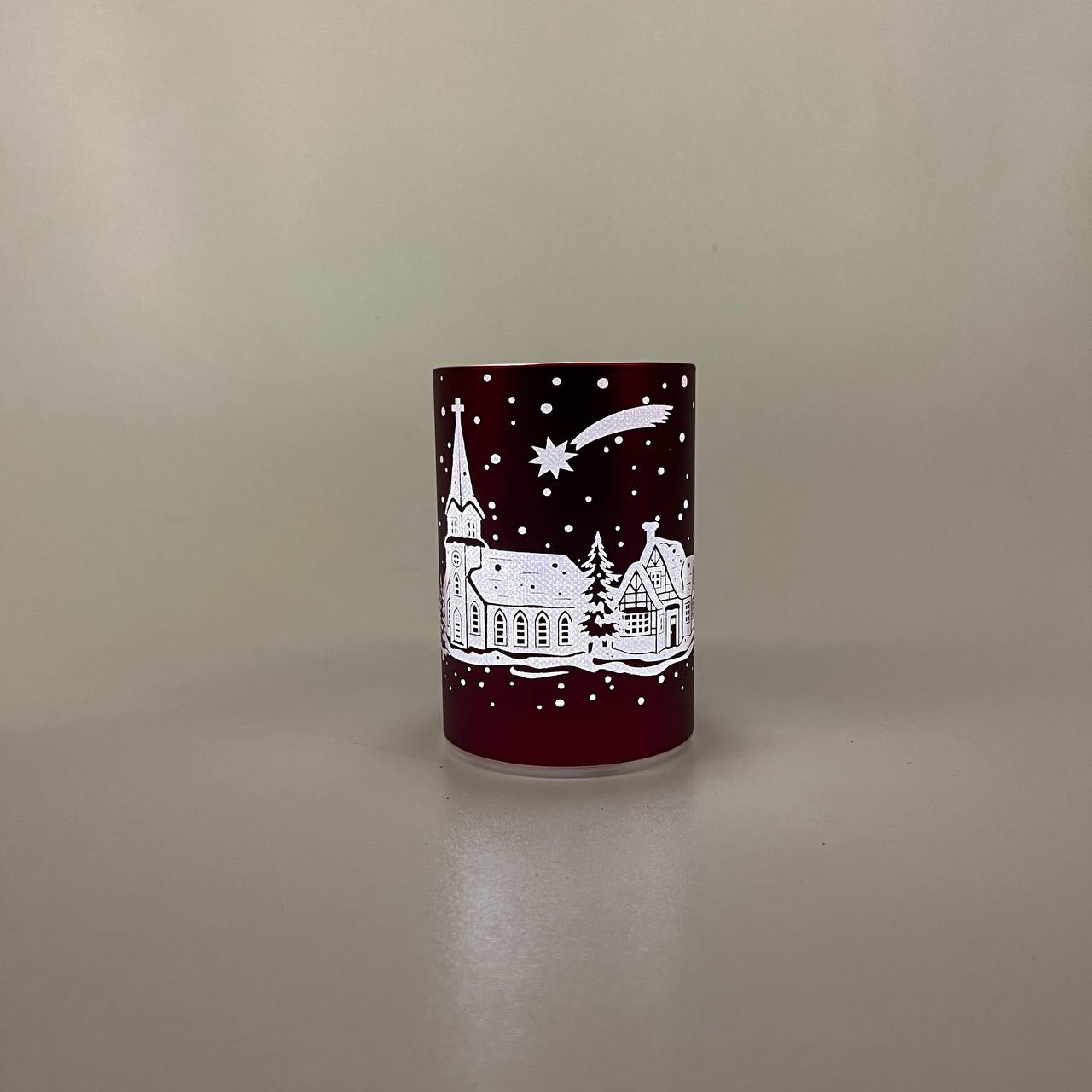 LED Tischlampe "Winterdorf" rot - 10cm x D 7cm