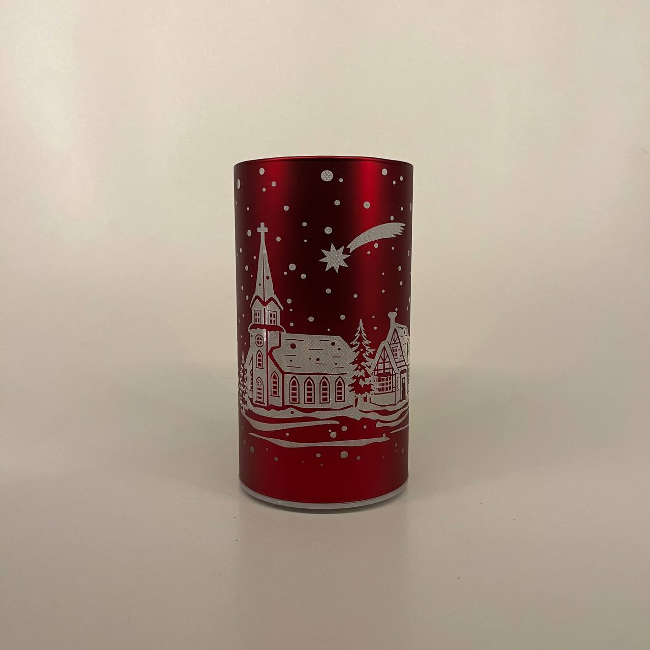 LED Tischlampe "Winterdorf" rot - 15cm x D 8,5cm