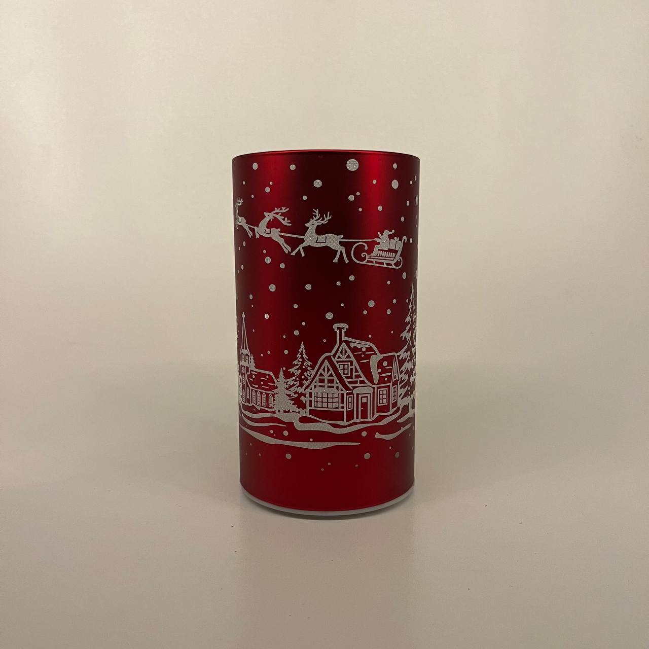 LED Tischlampe "Winterdorf" rot - 15cm x D 8,5cm
