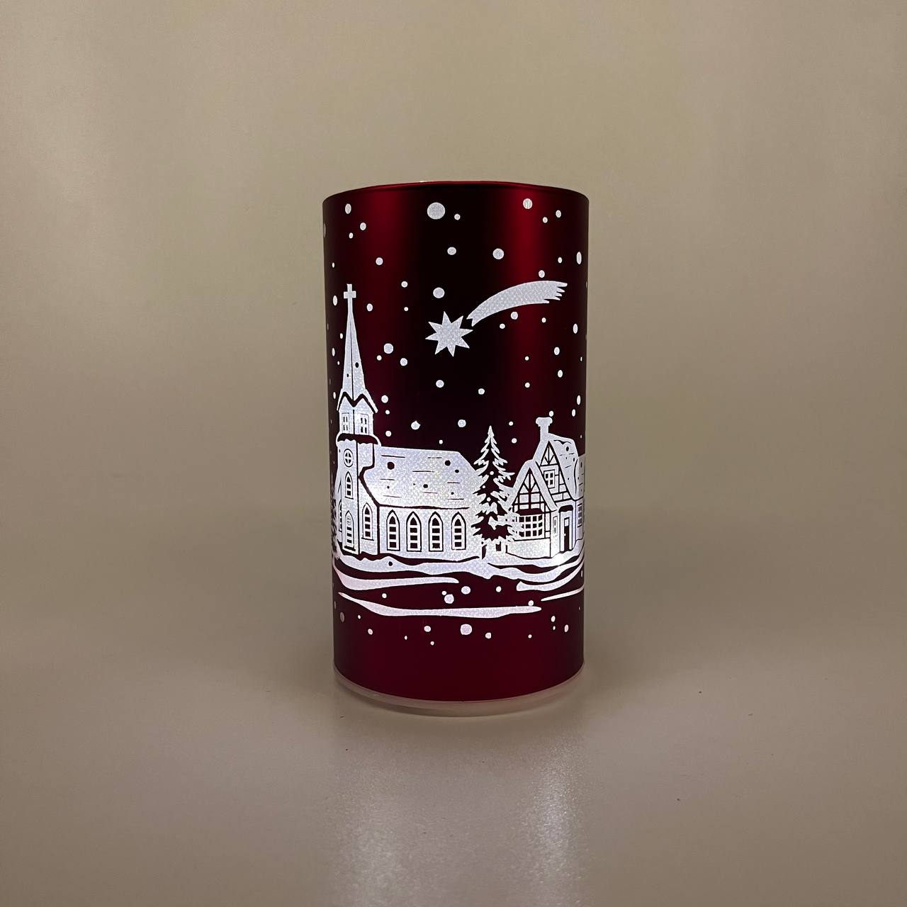 LED Tischlampe "Winterdorf" rot - 15cm x D 8,5cm