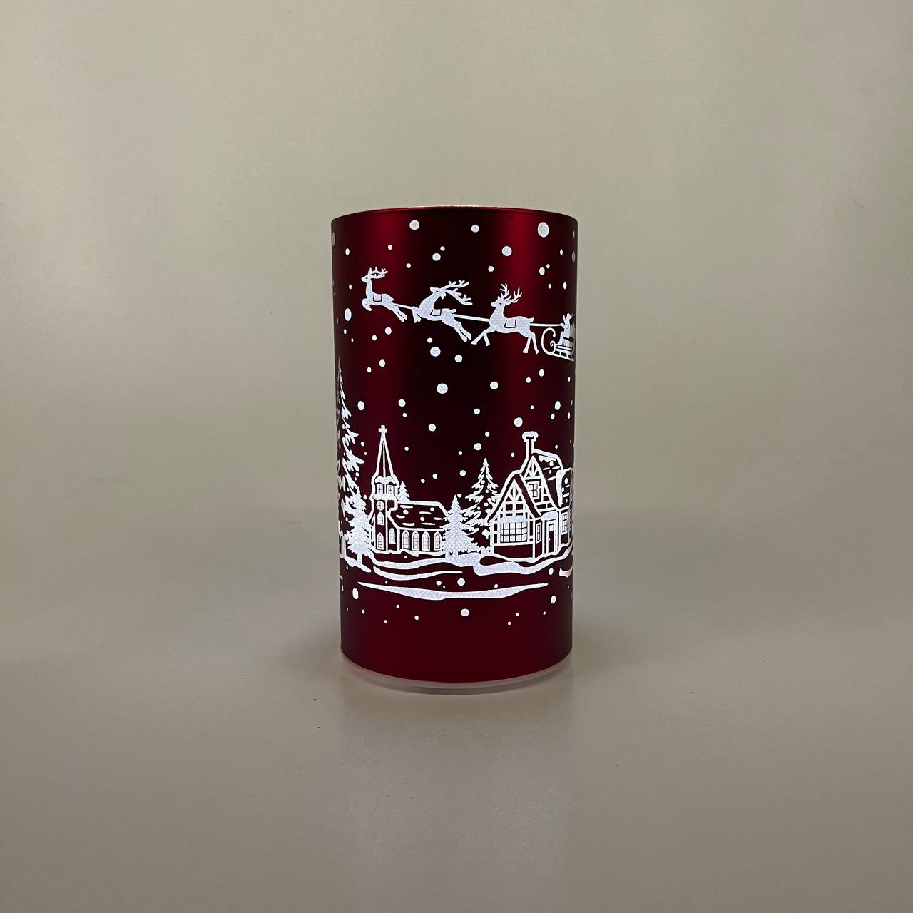 LED Tischlampe "Winterdorf" rot - 15cm x D 8,5cm