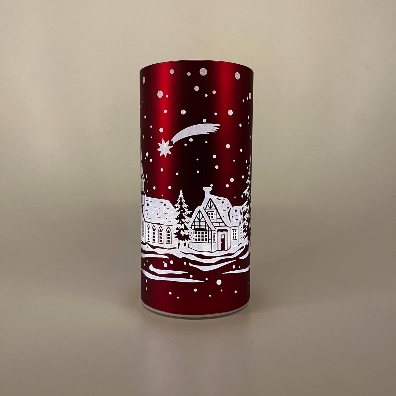 LED Tischlampe "Winterdorf" rot - 20cm x D 10cm