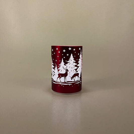 LED Tischlampe "Rehe im Wald" rot - 10cm x D 7cm