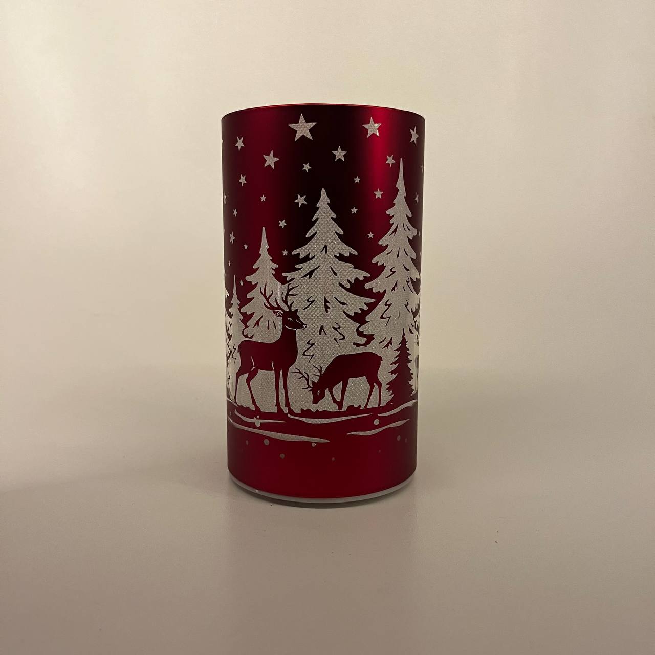 LED Tischlampe "Rehe im Wald" rot - 15cm x D 8,5cm