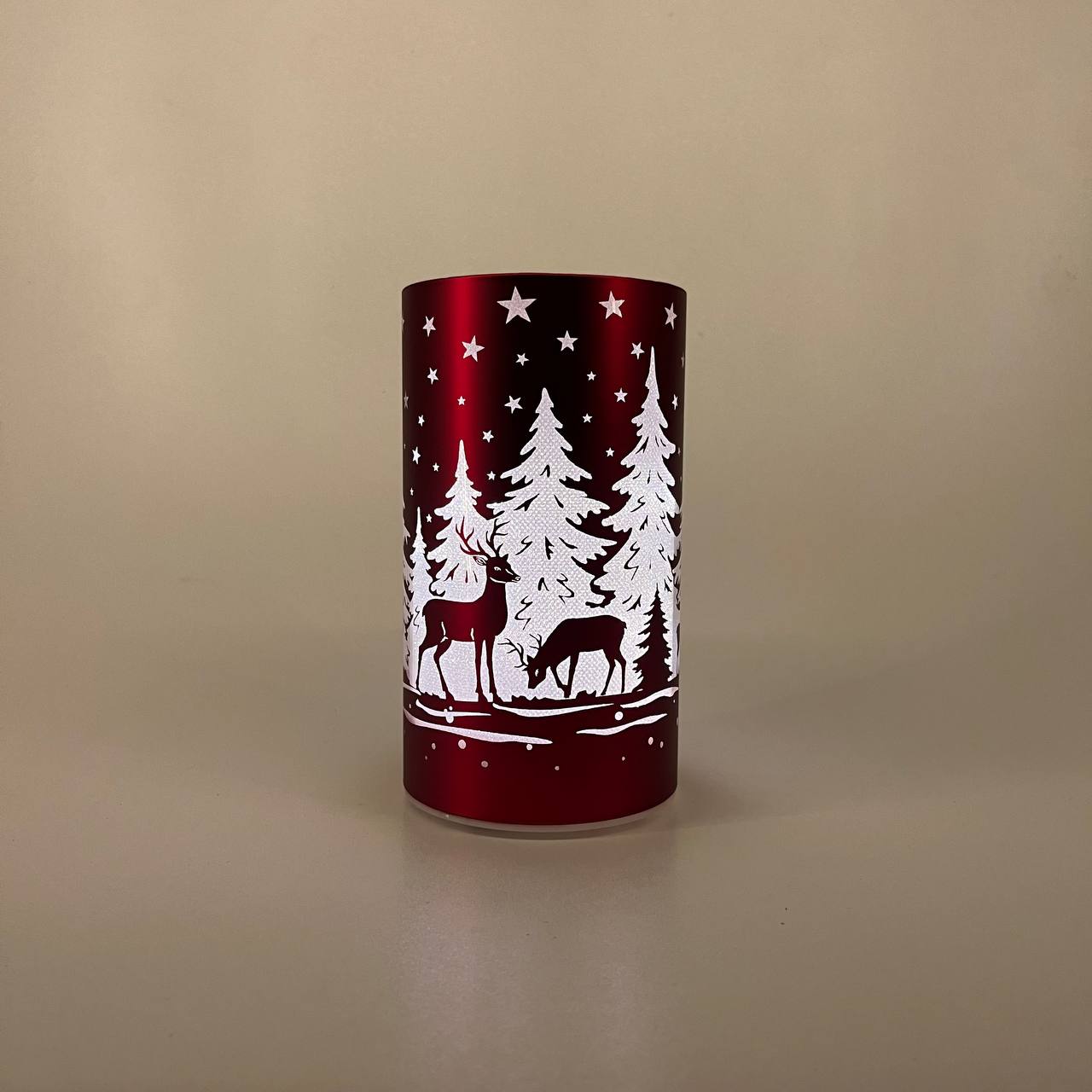LED Tischlampe "Rehe im Wald" rot - Set