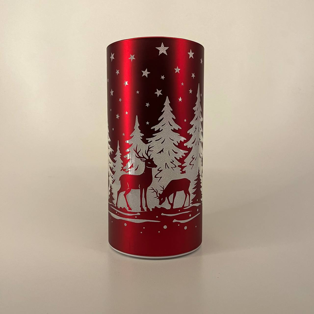 LED Tischlampe "Rehe im Wald" rot - 20cm x D 10cm