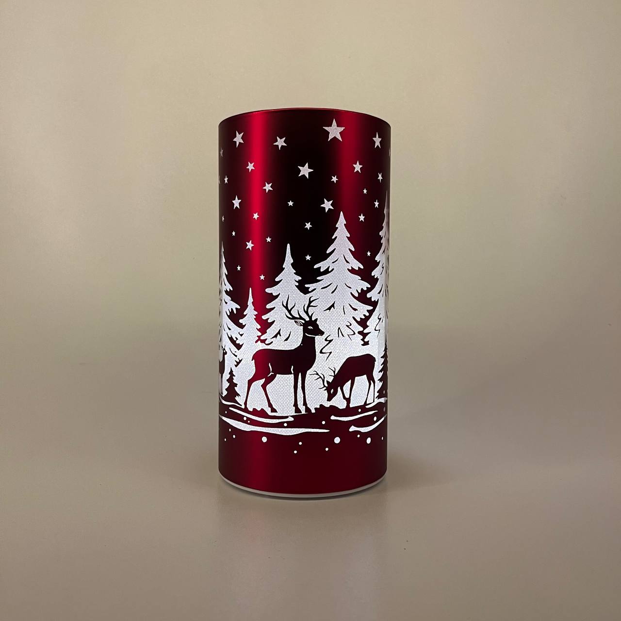 LED Tischlampe "Rehe im Wald" rot - 20cm x D 10cm