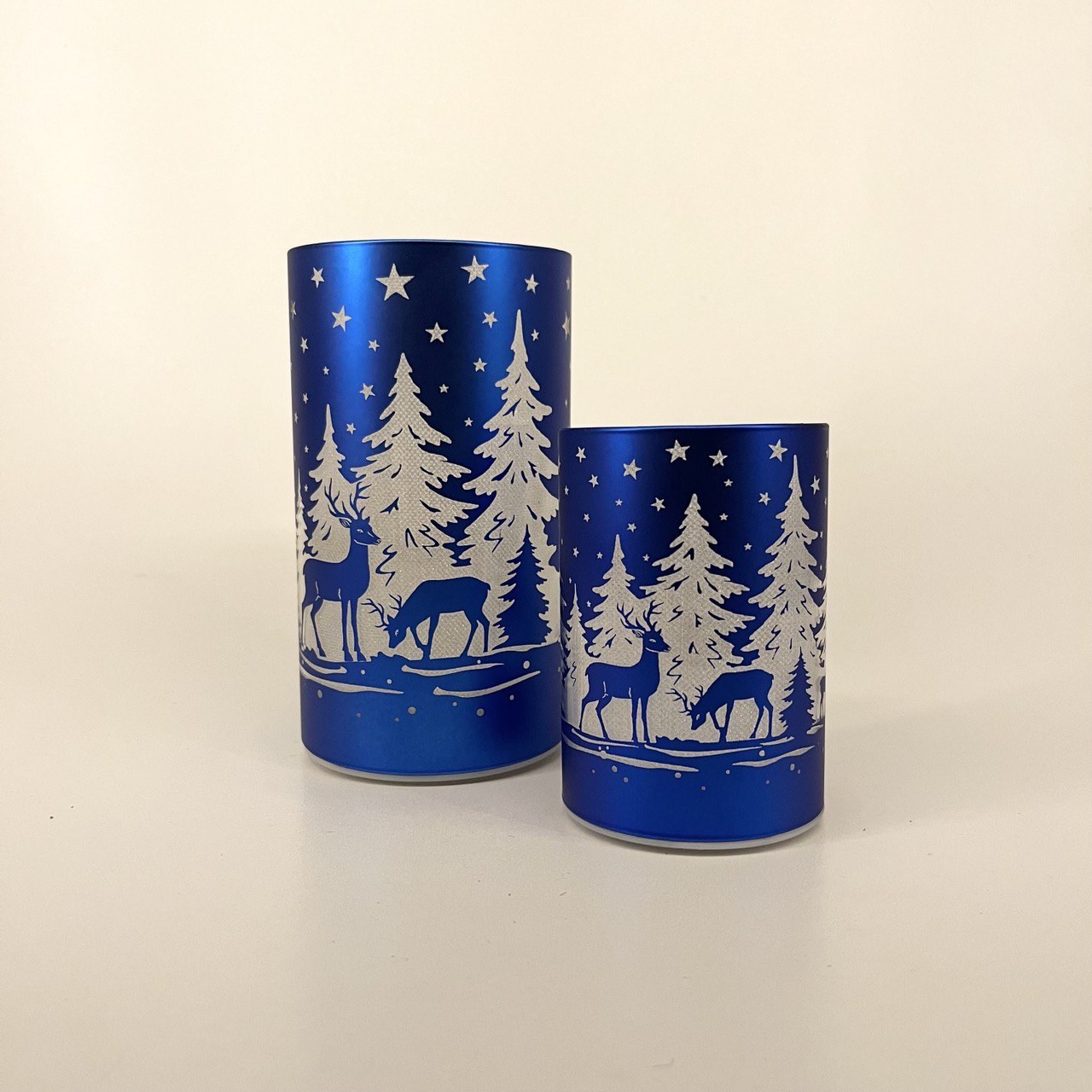 LED Tischlampe "Rehe im Wald" blau - Set